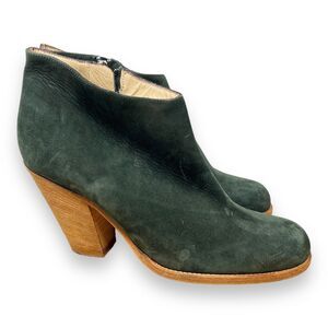 Peter Nappi Green Ankle Leather Booties Women’s 40 US 9.5 Suede Western